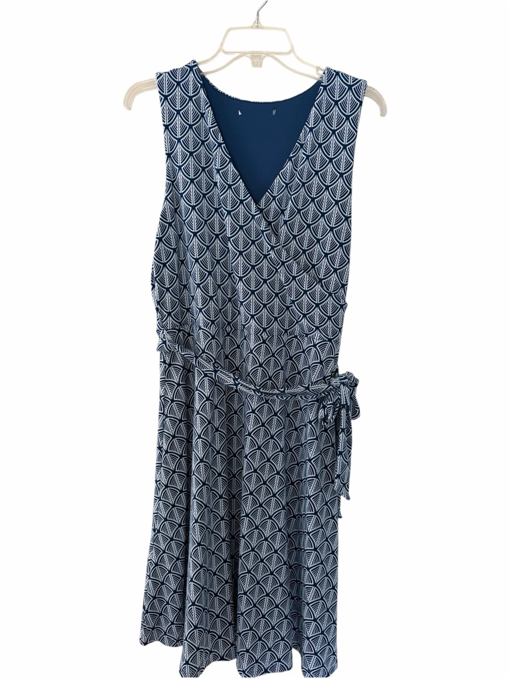 41 Hawthorne Sleeveless Teal Green Patterned Wrap Dress